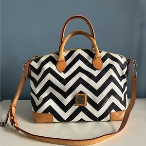 Dooney & Bourke Chevron Black and Tan Satchel